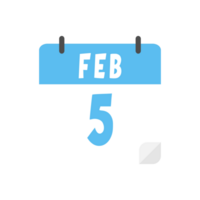 February 5th calendar icon on transparent background png