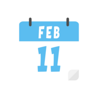 February 11th calendar icon on transparent background png