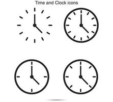 hora y reloj iconos, vector ilustración.