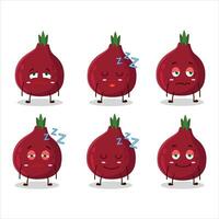 Cartoon character of new onion with sleepy expression vector