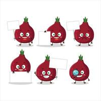 New onion cartoon character bring information board vector