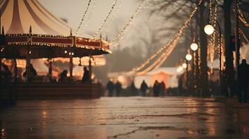 generativo ai, Navidad justa borroso fondo, invierno calle mercado en Europa foto