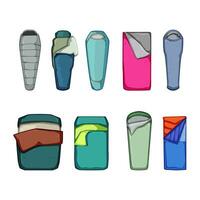 sleeping bag set cartoon vector illustration