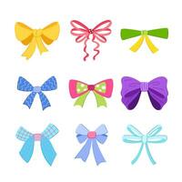 bright bow set cartoon vector illustration