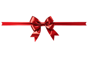 Decorative red bow and ribbon isolated on transparent background.Decorative red bow and ribbon isolated on transparent background. AI Generative png