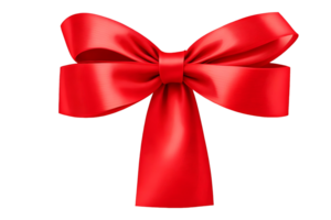 Decorative red bow and ribbon isolated on transparent background.Decorative red bow and ribbon isolated on transparent background. AI Generative png