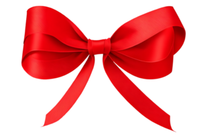 Decorative red bow and ribbon isolated on transparent background.Decorative red bow and ribbon isolated on transparent background. AI Generative png