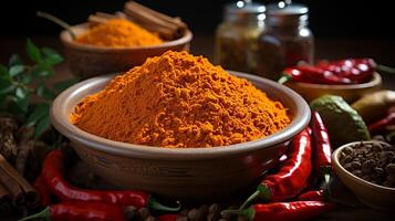 a realistic image of spice paprika. photo
