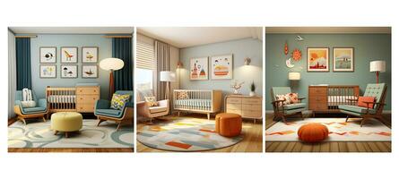 decor mid century modern nursery interior design ai generated photo