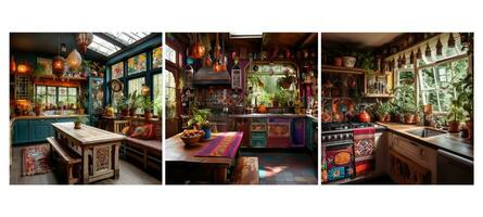 style bohemian kitchen interior design ai generated photo