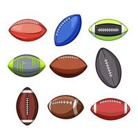 american football ball set cartoon vector illustration