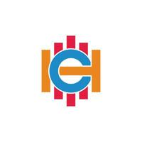 letter ch stripe colorful geometric logo vector