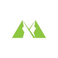 letter m green mountain geometric simple negative space logo vector