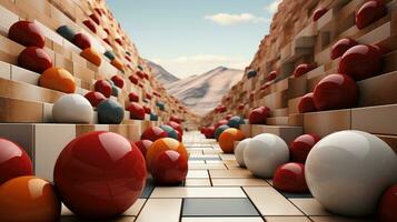 Generative AI, 3d effect abstract geometric figures charts, spheres and cubes photo