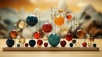 Generative AI, 3d effect abstract geometric figures charts, spheres and cubes photo