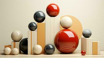 Generative AI, 3d effect abstract geometric figures charts, spheres and cubes photo