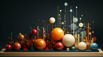 Generative AI, 3d effect abstract geometric figures charts, spheres and cubes photo