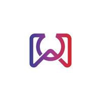 letter wo gradient linked line logo vector