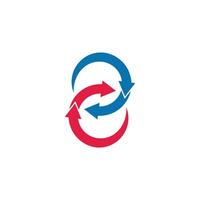 number two linked rotation arrows geometric logo vector