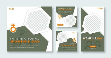 International Women Day Social Media Post for Online Marketing Promotion Banner, Story and Web Internet Ads Flyer vector