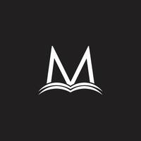 letter m open book stack library symbol vector