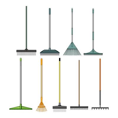 rake set cartoon vector illustration