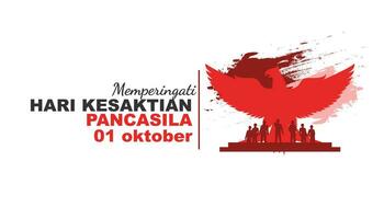 Vector illustration of Pancasila Sanctity Day Commemoration greeting card design