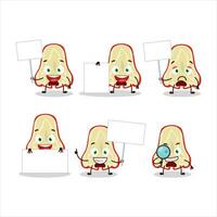 Slice of watter apple cartoon character bring information board vector