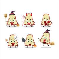 Halloween expression emoticons with cartoon character of slice of watter apple vector