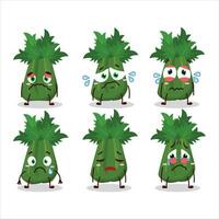 Celery cartoon in character with sad expression vector