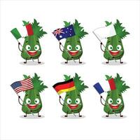 Celery cartoon character bring the flags of various countries vector