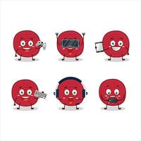 Slice of beet cartoon character are playing games with various cute emoticons vector