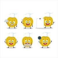 Cartoon character of slice of nance with various chef emoticons vector