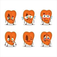 Slice of zapote cartoon character with sad expression vector