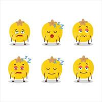 Cartoon character of nance fruit with sleepy expression vector