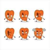 Slice of zapote cartoon character with various angry expressions vector