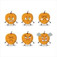 Lulo fruit cartoon character with various angry expressions vector