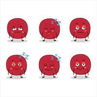 Cartoon character of slice of beet with sleepy expression vector