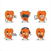 Slice of zapote cartoon character are playing games with various cute emoticons vector