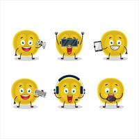 Slice of nance cartoon character are playing games with various cute emoticons vector