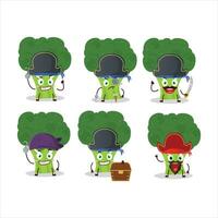 dibujos animados personaje de brocoli con varios piratas emoticones vector