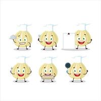 Cartoon character of new garlic with various chef emoticons vector