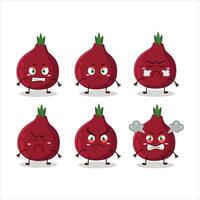 New onion cartoon character with various angry expressions vector