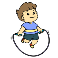 contento niño chico jugando saltar cuerda aislado png