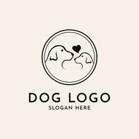 Dog head logo design with circle and love vector