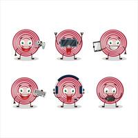 Slice of beet cartoon character are playing games with various cute emoticons vector