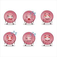 Cartoon character of slice of beet with sleepy expression vector