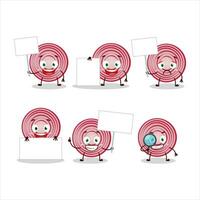 Slice of beet cartoon character bring information board vector