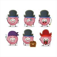 Cartoon character of slice of beet with various pirates emoticons vector