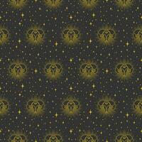 Vector seamless pattern with magical occult symbol.